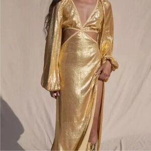 RARE Jens Pirate Booty XS Constellation Sonora Maxi Dress in Gold Sequin NWT